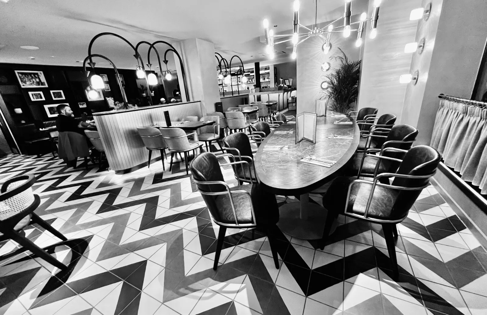 Restaurant with tabled fully laid